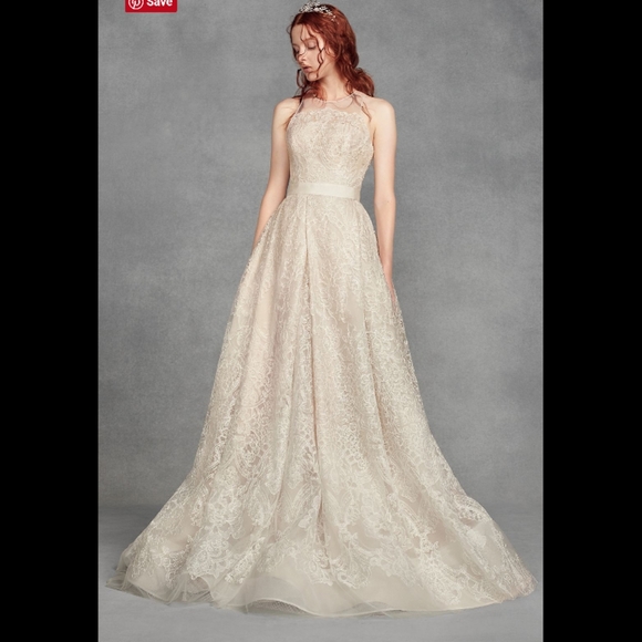 White VERA WANG Macrame Wedding Dress 14 - Picture 2 of 6